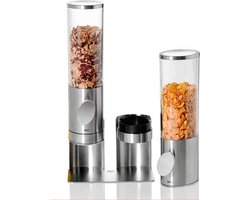 AdHoc Cereal Dispenser - Deposito Duo- Set van 2 stuks - 21 cm x 42,5 cm - Zilverkleurig