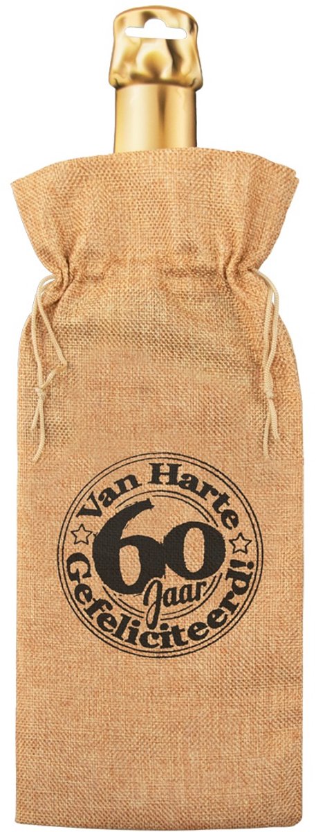 Paper Dreams Flescadeauverpakking 60 Jaar Jute 42 Cm Bruin