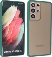 Hoesje Geschikt voor de Samsung Galaxy S21 Ultra - Hard Case Backcover Telefoonhoesje - Donker Groen