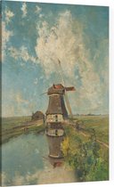 Een molen aan een poldervaart, Paul Gabriël - Foto op Canvas - 60 x 90 cm