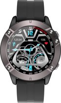 Belesy® AVIATION - Smartwatch Dames - Smartwatch Heren - Horloge - Bluetooth Bellen - Stappenteller - 1.3 inch - Kleurenscherm - Full Touch - Siliconen – Zwart - Moederdag