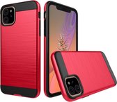 Apple iPhone 11 Hoesje - Mobigear - Brushed Armor Serie - Hard Kunststof Backcover - Rood - Hoesje Geschikt Voor Apple iPhone 11