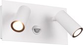 LED Tuinverlichting met Bewegingssensor - Wandlamp Buitenlamp - Trion Sonei - 6W - Warm Wit 3000K - 2-lichts - Rechthoek - Mat Wit - Aluminium - BES LED