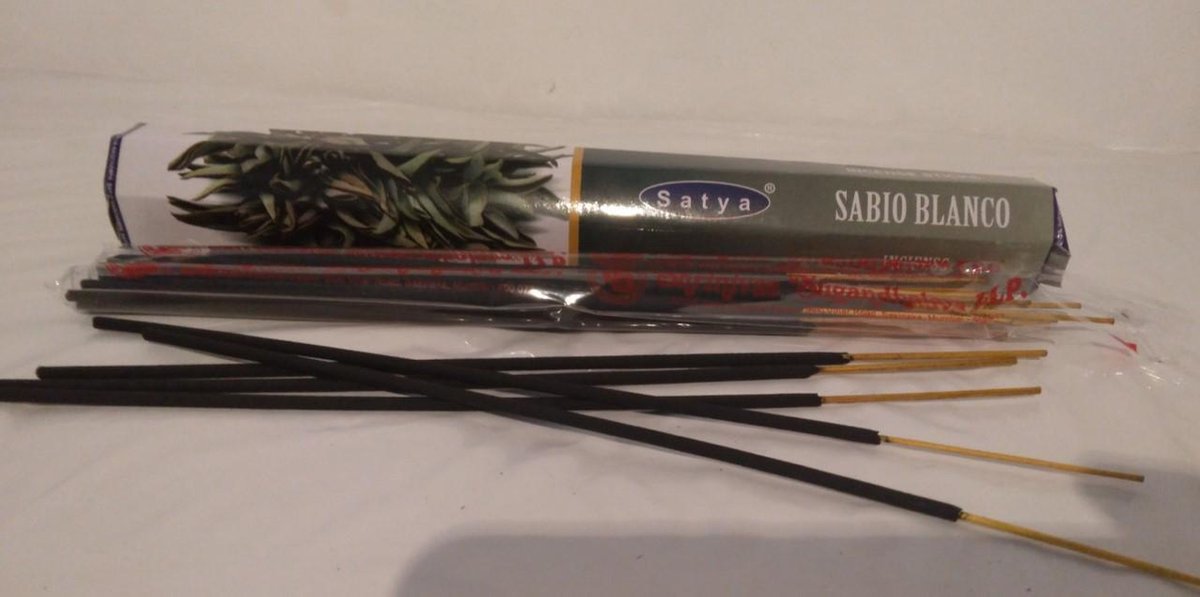 Satya White Sage Wierookstokjes Sabio Blanco 3 pakjes 60 stuks Wierook Bruin