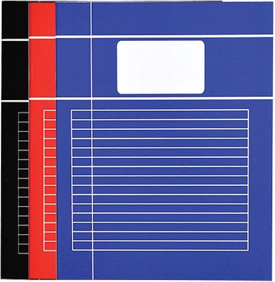 SOHO Schriften - A4 formaat - 70 grams papier - Met kantlijn - 3 kleuren - Zwart/Rood/Blauw - Lijn - 80 bladzijden - 5 stuks
