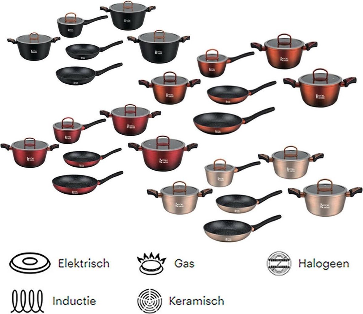 Royal Swiss - Ensemble de casseroles 11 pièces - Grès - Pour tous types de  feux -... | bol.com
