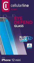 Cellularline - iPhone 12 Mini, SP gehard glas anti-blauw licht, transparant