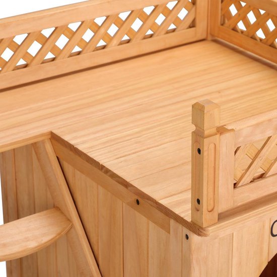 Cadoca Kattenhuis - Balkon Buiten 2 Verdiepingen 53,5x54,5x64,5cm - Hout