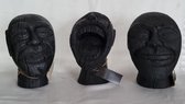 Set van 3 houten koppen: Launching Faces-Charred Mangowood