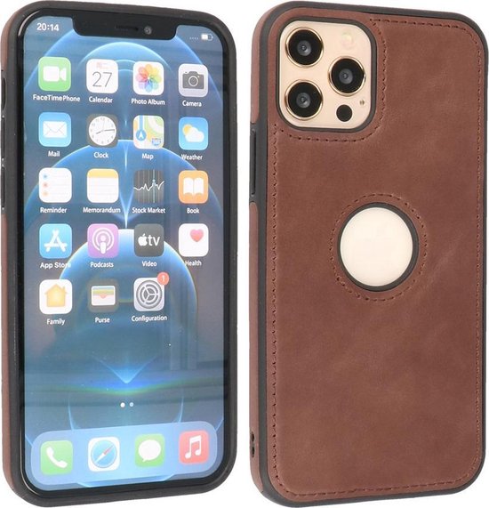 BAOHU - Coque arrière en cuir - Convient pour iPhone 12 - iPhone 12 Pro - Mocca