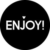 Sluitsticker - Sluitzegel – Enjoy! | Zwart – Wit – Hart / Hartje | Trouwkaart – Geboortekaart – Envelop | Harten | Envelop stickers | Cadeau – Gift – Cadeauzakje – Traktatie | Leuk