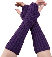 Winkrs - Lange Vingerloze Handschoenen Paars - Gebreide Polswarmers/Armwarmers van Acryl