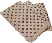 Papieren zakjes / cadeauzakjes 13,5x18 cm bruin met paarse stippen 100 stuks