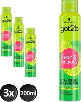 Schwarzkopf Got2b Fresh&Fabulous Texture droogshampoo - 3 x 200 ml Voordeelverpakking