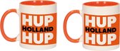 4x stuks hup Holland hup beker / mok oranje en wit - 300 ml - oranje supporter / fan