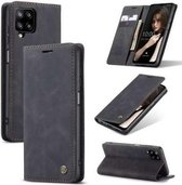 Caseme Samsung Galaxy A12 Retro Wallet Case Hoesje - Zwart