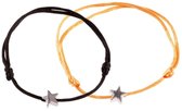 Nouka Armband Ster Dames Verstelbaar Touw Zwart/oranje 2 Stuks