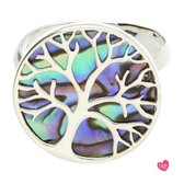 La Rosa Princesa Zilveren tree of life Ring Abalone - mt 19-21