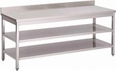 Gastro-Inox RVS Werktafel Met Dubbel Onderblad En Achteropstand - 1800(l)x700(d)x880(h)mm - Gastro-Inox 301.336 - Horeca & Professioneel