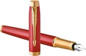 Parker IM Premium vulpen | Rood met gouden detail | Fijne penpunt met blauwe inkt navulling | geschenkdoos