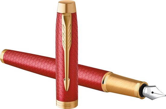Stylo plume Parker IM Premium , fin, dans une boîte cadeau, rouge foncé  (rouge/or) | bol.com