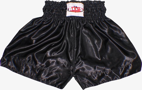 Ali's Fightgear TTBE-001 Kickboks broekje effen kleur zwart maat XS kinderen