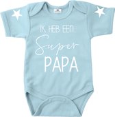 Romper vaderdag-ik heb een super papa-lichtblauw-wit-Maat 80