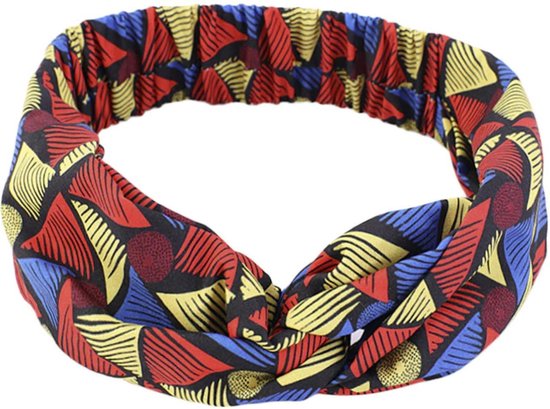Afrikaanse Haarband|Hoofddeksel|Afrikaans|Haarband Dames|Cabantis|Stretch|Blauw-Rood-Geel