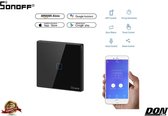 Sonoff - WiFi + RF - Enkelpolige schakelaar - Zwart - Touchschakelaar - Glazen paneel - Geschikt voor Google home & Amazon Alexa - Smarthome