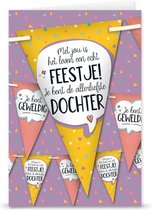 Wenskaart Vlaggenlijn 'Feestje Dochter'  incl 3 meter Vlaggenlijn