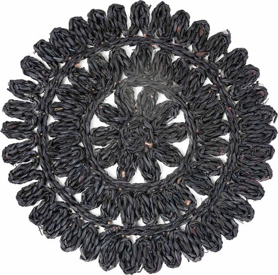 Liviza Placemat rond zeegras zwart Bohemian Muurdecoratie woonkamer
