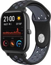 Siliconen Smartwatch bandje - Geschikt voor  Xiaomi Amazfit GTS sport band - zwart/grijs - Horlogeband / Polsband / Armband
