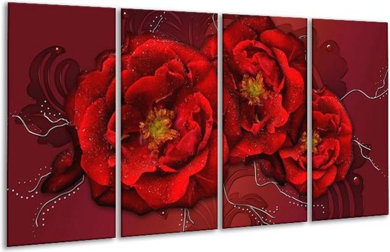 Peinture sur verre fleur | Rouge | 160x80cm 4 Liège | Tirage photo sur verre |  F005799