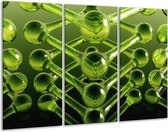Glasschilderij Abstract - Groen - 120x80cm 3Luik - Foto Op Glas - Geen Acrylglas Schilderij - GroepArt 6000+ Glas Art Collectie - Maatwerk Mogelijk