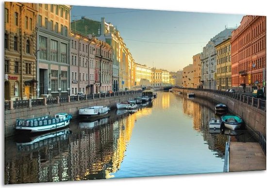 Peinture sur verre Venise | Bleu, gris, jaune | 120x70cm 1Hatch | Tirage photo sur verre |  F002815