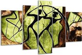 Glasschilderij Abstract - Groen, Bruin, Zwart - 170x100cm 5Luik - Foto Op Glas - Geen Acrylglas Schilderij - 6000+ Glasschilderijen Collectie - Wanddecoratie