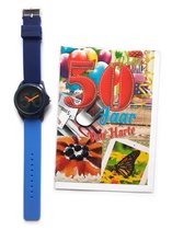 Verjaardag Horloge 50 jaar - Abraham - Happy Birthday Watch + Wenskaart 50 Jaar Van Harte