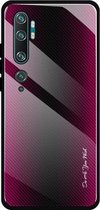 Voor Xiaomi CC9 Pro Texture Gradient Glass Protective Case (Rose Red)