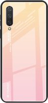 Voor Xiaomi Mi CC9 Gradient Color Glass Case (geel)