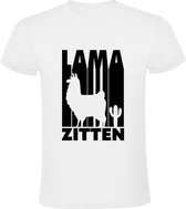 Lama Zitten Heren t-shirt | laat maar zitten | schijt aan | boeiend | Wit