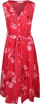 Cassis - Lange linnen jurk met bloemenprint - Framboos