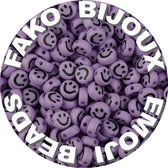 Fako Bijoux® - Letterkralen Rond - Emoji / Smiley Kralen - Acryl - 7mm - Sieraden Maken - 250 Stuks - Paars