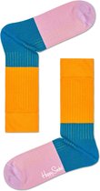 Happy Socks Block Rib Sokken, Oranje/Blauwgroen - Maat 36-40