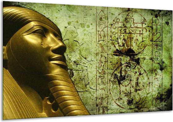 Glasschilderij Egypte | Groen, Goud, Grijs |