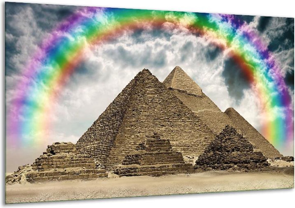 Glasschilderij Piramide - Bruin, Crème - 120x70cm 1Luik - Foto Op Glas - Geen Acrylglas Schilderij - GroepArt 6000+ Glasschilderijen Art Collectie - Wanddecoratie - Woonkamer - Slaapkamer