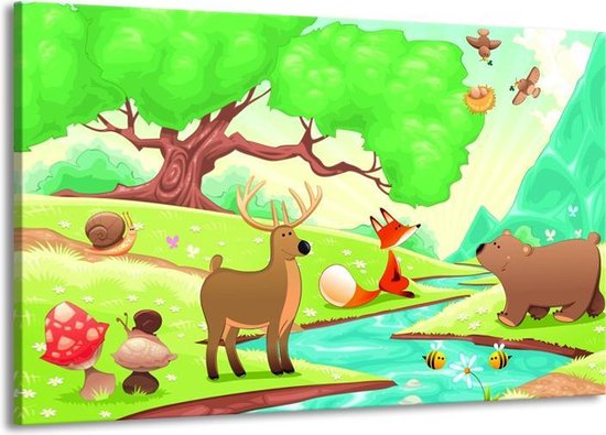 Peinture sur toile Conte de fées | Vert, orange, violet | 140x90cm 1 Liège