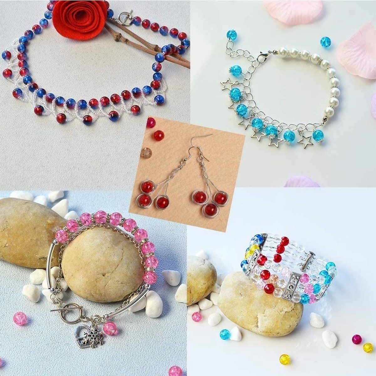 Fako Bijoux® - DIY Glas Kralen Set - Glaskralen "Duo Crack" - Glasparels - Sieraden Maken Kit - Zelf Sieraden Maken - 8mm - 375 Stuks — afbeelding 4