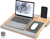 EQS – Laptopkussen – Laptoptafel met kussen - Flexibel – Ergonomisch  – Thuiswerken – Kussen Voor Laptop Of IPad – Met Muismat En Plaats Voor Smartphone