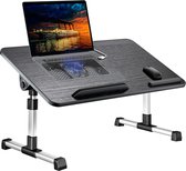 YONO Laptoptafel Verstelbaar – Bedtafel Inklapbaar met Laptop Cooler – Ergonomische Laptophouder – Zwart