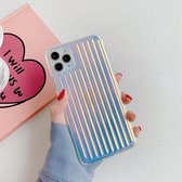 Voor iPhone 12 mini galvaniseren gradiënt koffer streep TPU beschermhoes (blauw)